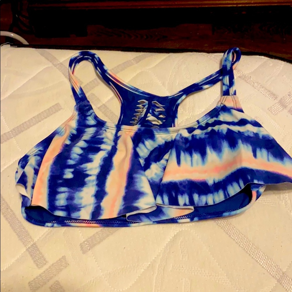 Pink blue and white Bikini top